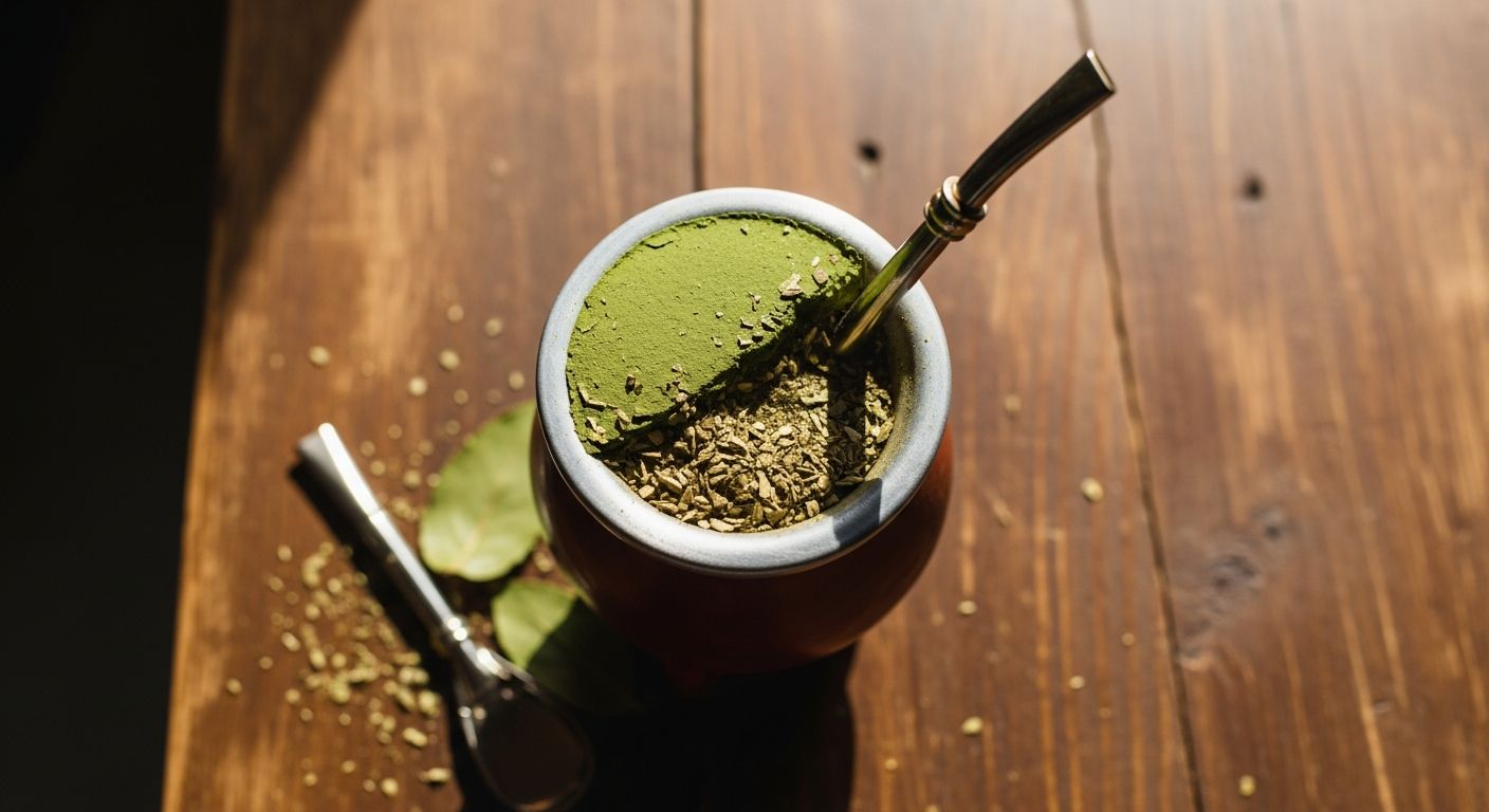Chimarrão em cuia de madeira com bomba