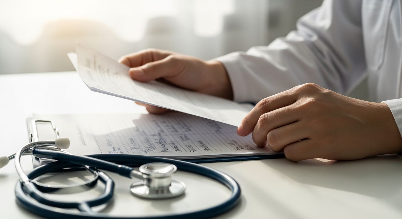 Mãos de profissional da saúde revisando orientações sobre fitoterapia