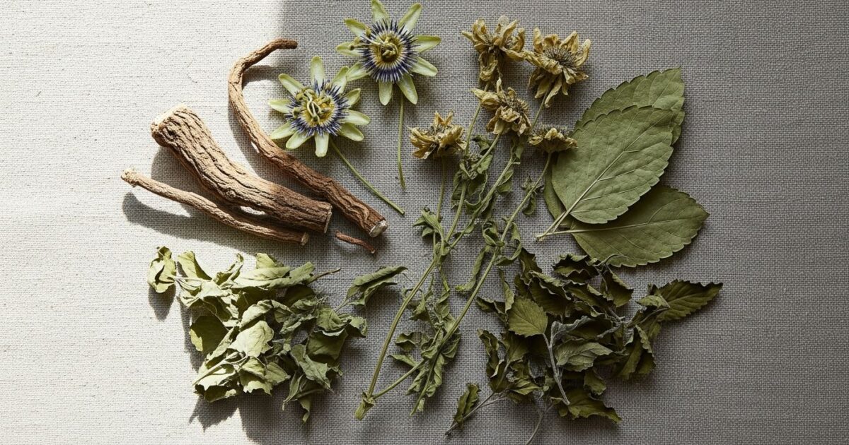 Ervas medicinais para insônia em arranjo natural