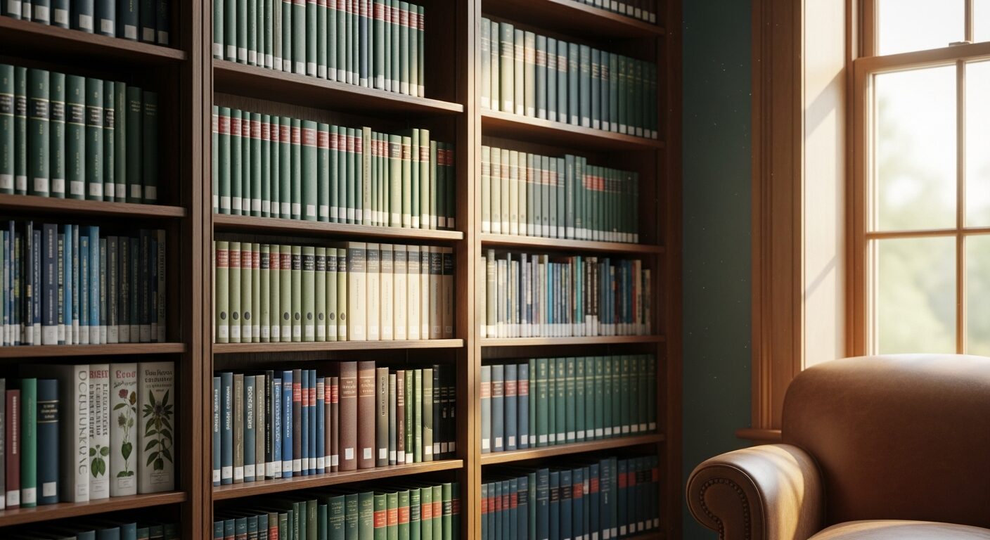 Biblioteca acadêmica representando o corpo docente da pós em fitoterapia