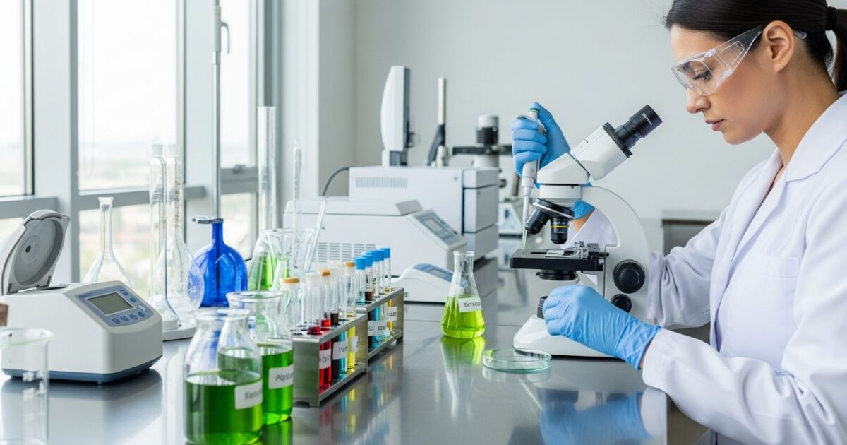 Análise de extratos vegetais em laboratório clínico