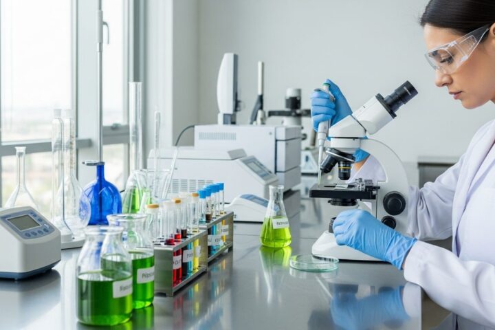 Análise de extratos vegetais em laboratório clínico